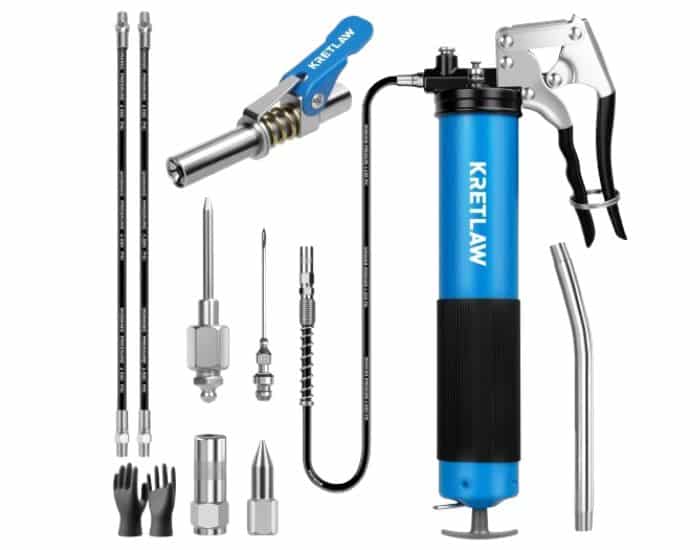KRETLAW Professional Pneumatic Grease Gun Kit for heavy duty work.