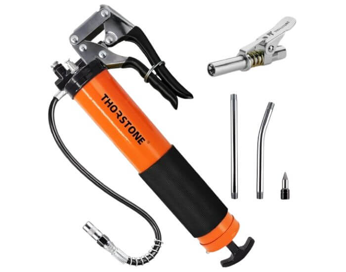 Thorstone Heavy Duty 7000 PSI Pistol Grip Grease Gun Kit for automotive use.