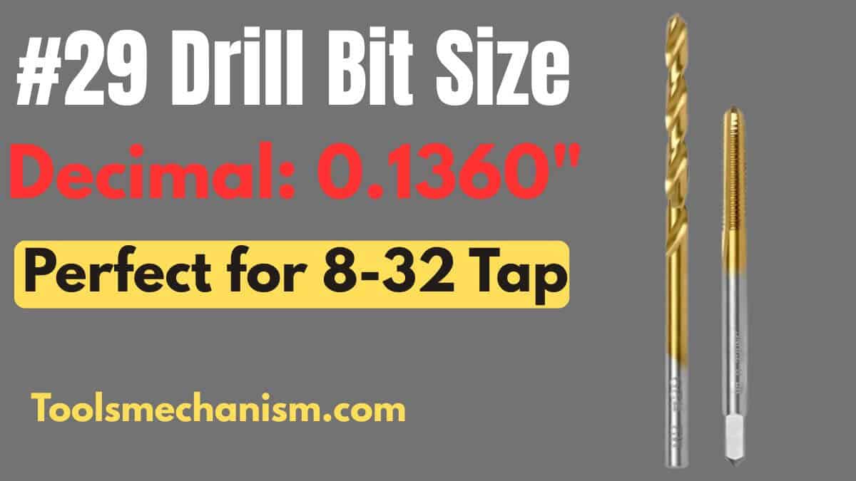 Infographic showing what is the size of a 29 drill bit in decimal and metric.