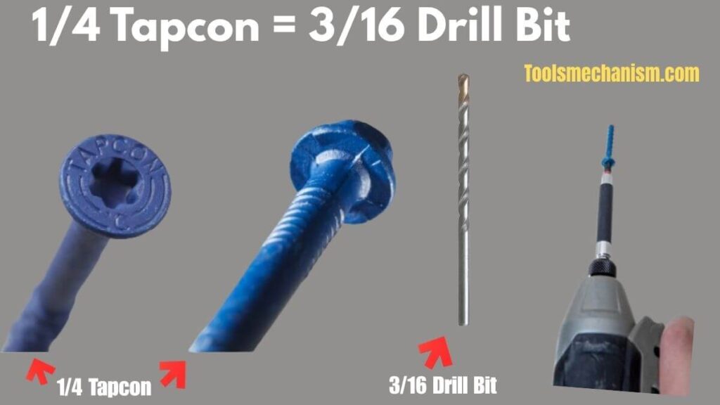 what size drill bit for 1/4 tapcon infographic chart