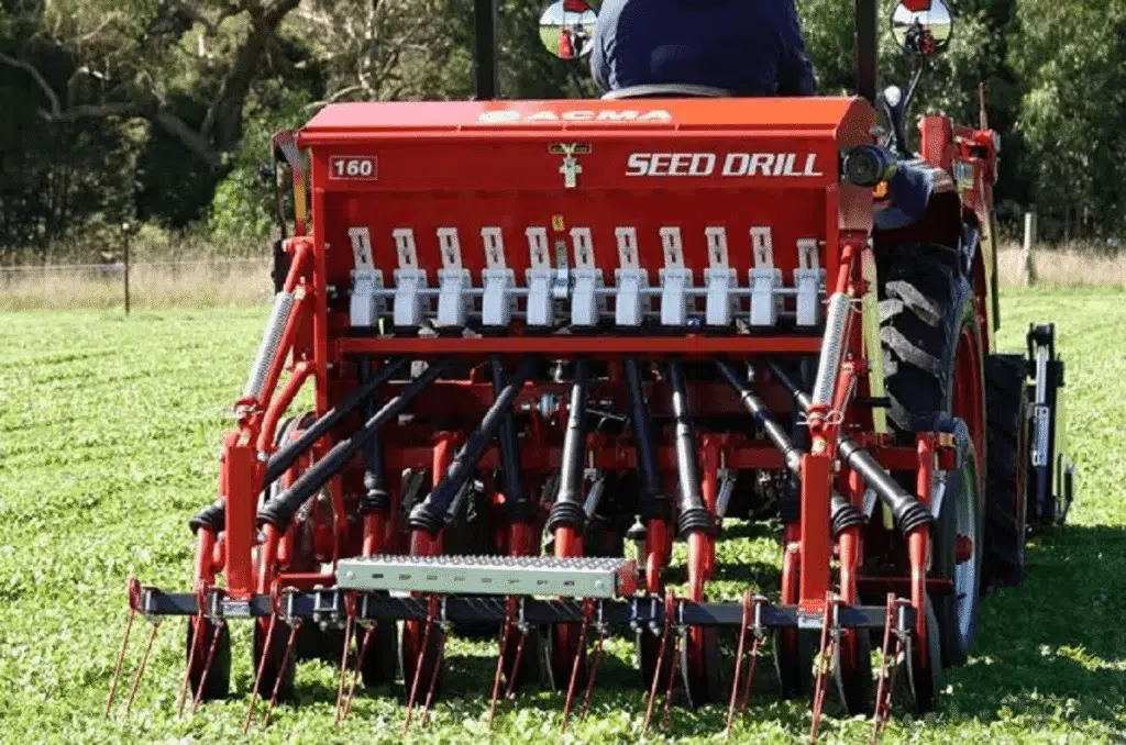 A historical diagram showing the effects of Jethro Tull's seed drill