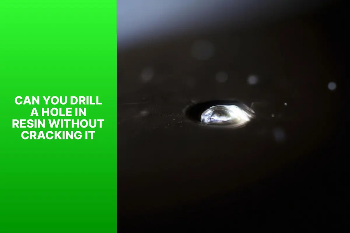 A photo illustrating 'can you drill a hole in resin without cracking it?' showing a small, clean hole being drilled into a resin piece.
