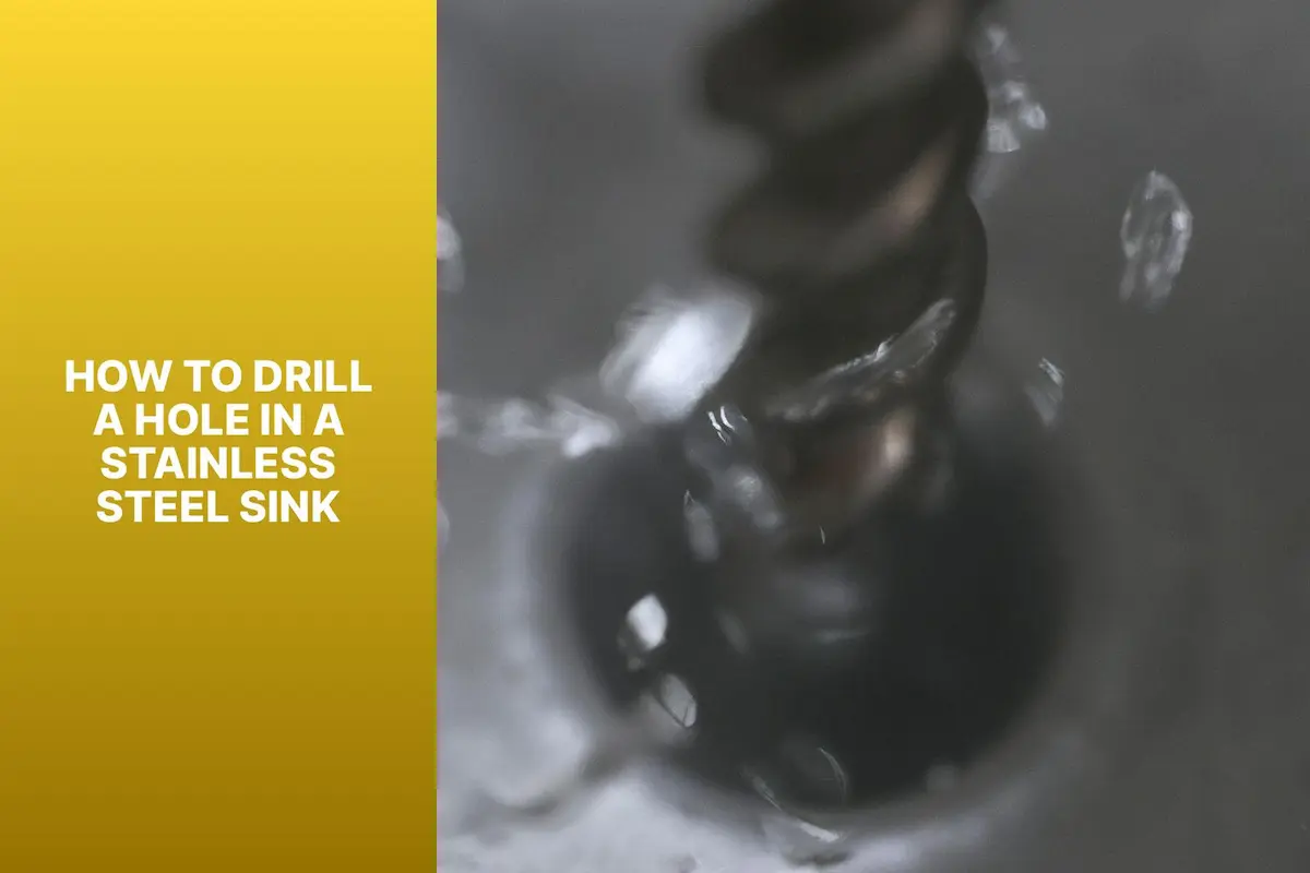 A photo demonstrating how to drill a hole in a stainless steel sink using a step drill bit.