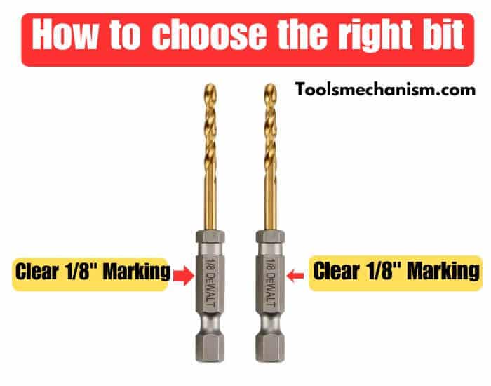 Using a DeWalt 1/8 inch bit as the correct drill bit for #8 screw identification guide.