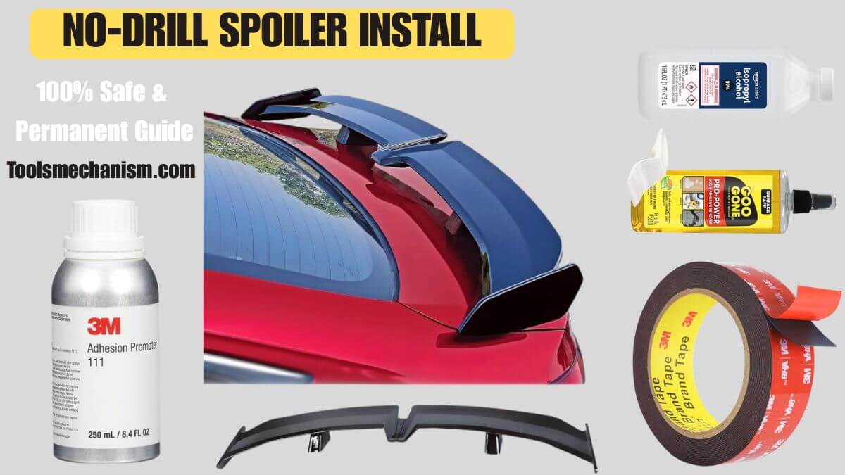 A professional guide showing how to install a spoiler without drilling using high-quality adhesives.