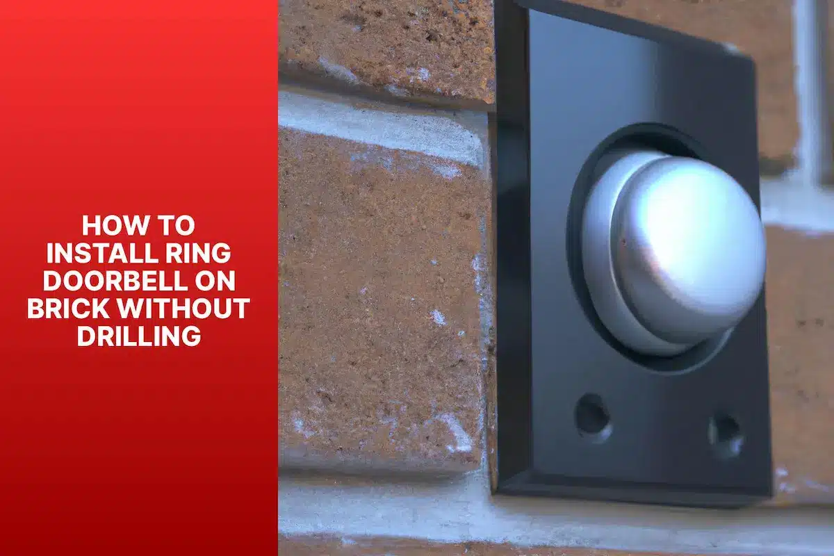 A photo demonstrating how to install ring doorbell on brick without drilling using a no-drill mount.