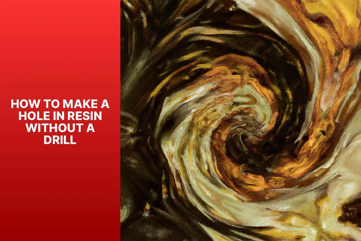 A photo demonstrating how to make a hole in resin without a drill using a manual hand drill.