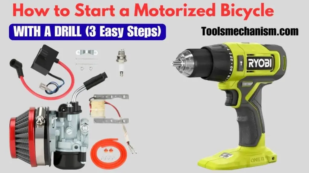 Expert guide on how to start a motorized bicycle with a drill using a 19mm socket.
