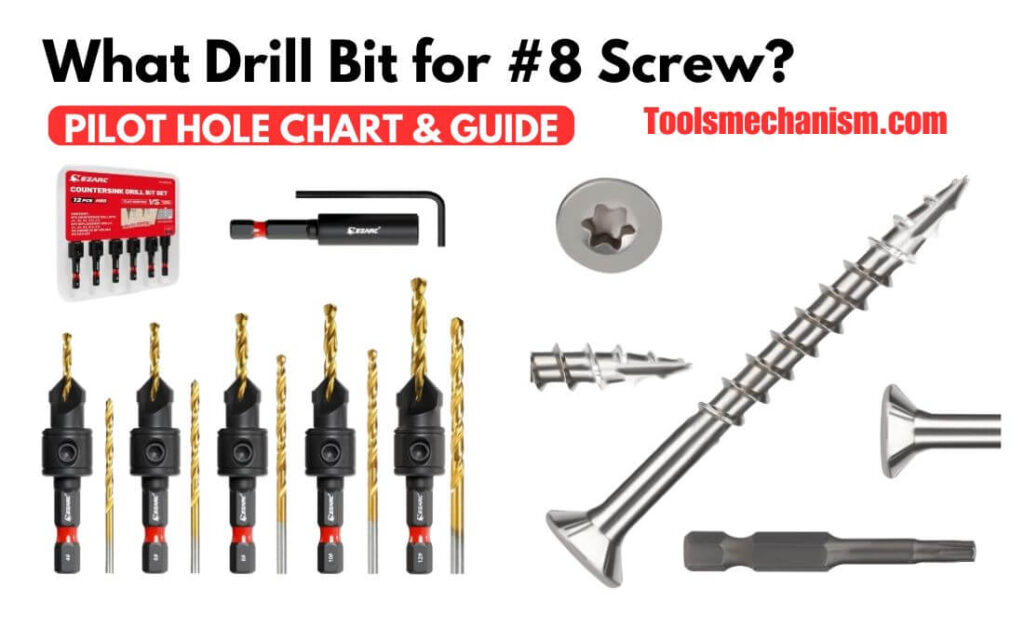 Professional pilot hole guide showing what drill bit for #8 screw is needed with a countersink set.