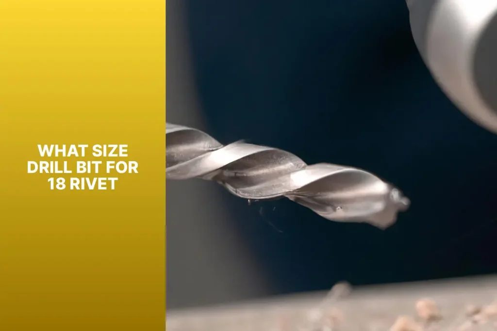 A photo answering 'what size drill bit for 1/8 rivet' by showing a #30 drill bit next to a 1/8" rivet.