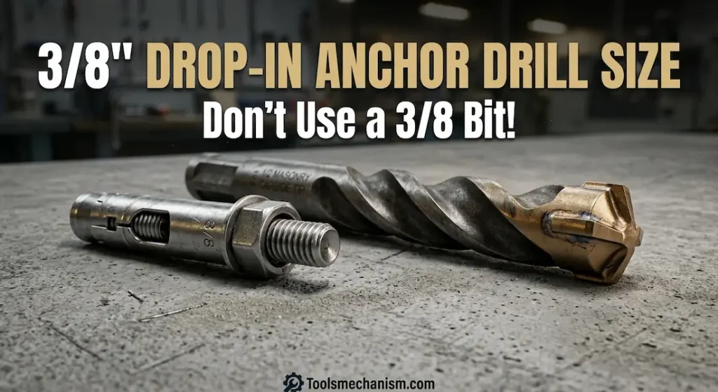 A professional guide showing What Size Drill Bit for 3/8 Drop-in Anchor