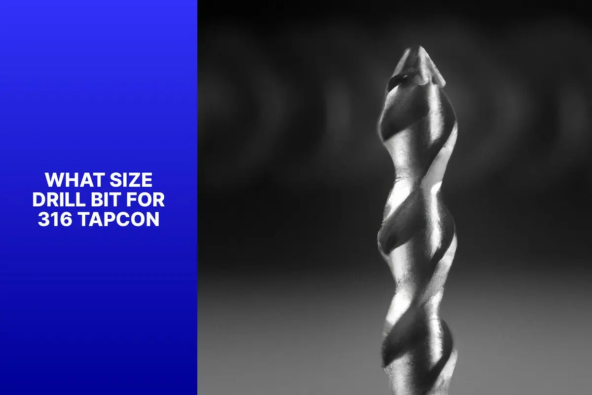 A photo answering 'what size drill bit for 3/16 tapcon' by showing a 5/32" masonry bit.