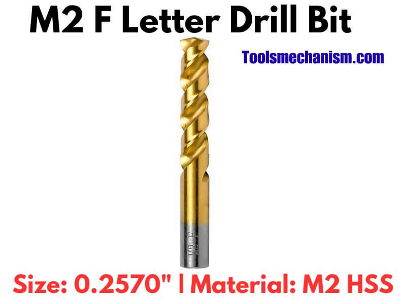 M2 F Letter drill bit with 0.2570 inch diameter for 5/16 tap